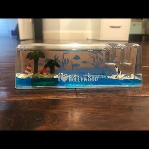 I Love Hollywood Blue Liquid Paperweight